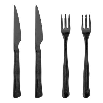 Kitchen utensils - Ollin Steak Cutlery, Black, Stainless Steel Set of 4 - BLOOMINGVILLE