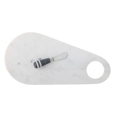 Kitchen utensils - Abrielle Serving Board w/Knife, White, Marble Set of 2 - BLOOMINGVILLE MULTIBRAND HOUSE