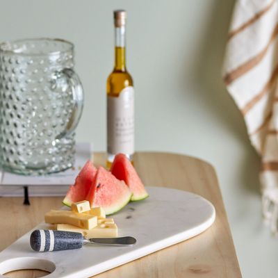 Couverts & ustensiles de cuisine - Abrielle Planche de service avec couteau, Blanc, Marbre Set of 2 - BLOOMINGVILLE MULTIBRAND HOUSE