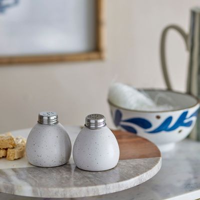 Kitchen utensils - Carmelo Salt & Pepper Shaker Set, White, Stoneware Set - CREATIVE COLLECTION