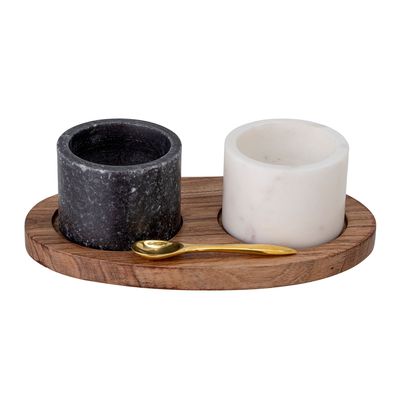Kitchen utensils - Florio Salt & Pepper Jar, Black, Marble Set - BLOOMINGVILLE MULTIBRAND HOUSE