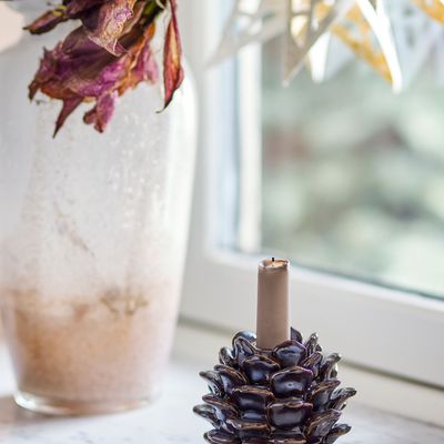 Bougeoirs et photophores  - Pine Bougeoir, Marron, Grès  - BLOOMINGVILLE MULTIBRAND HOUSE