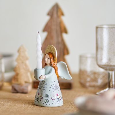 Bougeoirs et photophores  - Emmelie Bougeoir, Blue, Polyrésine  - BLOOMINGVILLE MULTIBRAND HOUSE