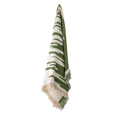 Throw blankets - Haxby Throw, Green, Recycled Cotton  - BLOOMINGVILLE MULTIBRAND HOUSE