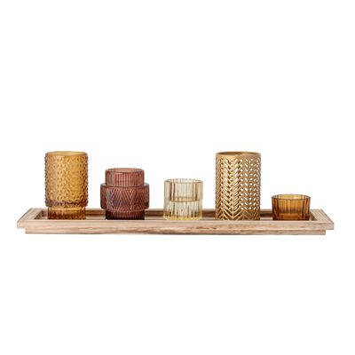 Candlesticks and candle holders - Sanga Tray w/Votive, Brown, Glass Set of 6 - BLOOMINGVILLE MULTIBRAND HOUSE
