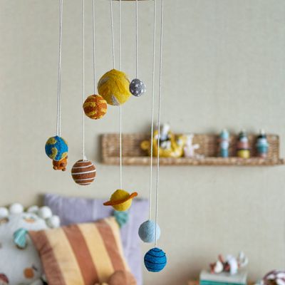 Decorative objects - Space Mobile, Yellow, Wool  - BLOOMINGVILLE MINI