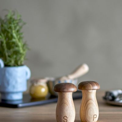 Couverts & ustensiles de cuisine - Rahim Ensemble de sel et poivre, Marron, Bois d'hévéa  - BLOOMINGVILLE MULTIBRAND HOUSE