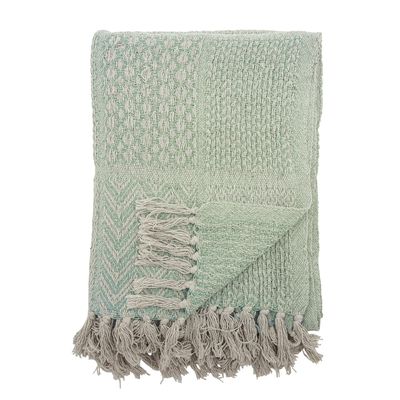 Throw blankets - Rodion Throw, Green, Recycled Cotton  - BLOOMINGVILLE