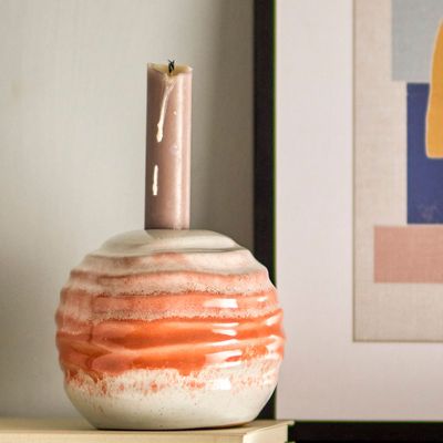 Bougeoirs et photophores  - Paula Bougeoir, Orange, Grès  - BLOOMINGVILLE MULTIBRAND HOUSE