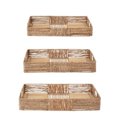 Kitchen utensils - Lecia Serving Tray, Nature, Jute Set of 3 - BLOOMINGVILLE MULTIBRAND HOUSE