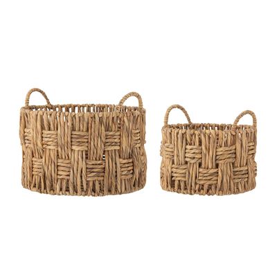 Shopping baskets - Pepita Basket, Nature, Water Hyacinth Set of 2 - BLOOMINGVILLE MULTIBRAND HOUSE