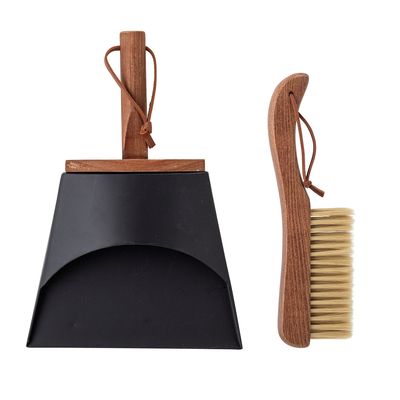 Brushes - Cleaning Dustpan & Broom, Brown, Beech Set - BLOOMINGVILLE