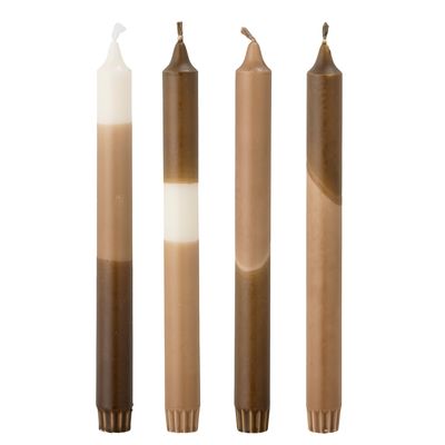 Candles - Dip Dye Candle, Brown, Parafin Pack of 4 - BLOOMINGVILLE