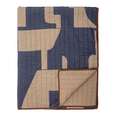 Throw blankets - Roosi Quilt, Blue, Cotton OEKO-TEX®  - BLOOMINGVILLE