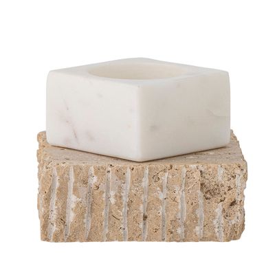 Candlesticks and candle holders - Juta Votive & Candle Holder, Nature, Travertine - BLOOMINGVILLE MULTIBRAND HOUSE