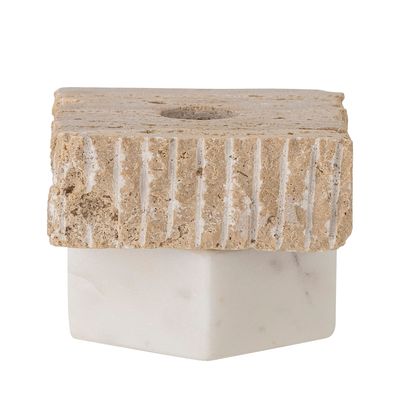 Candlesticks and candle holders - Juta Votive & Candle Holder, Nature, Travertine  - BLOOMINGVILLE MULTIBRAND HOUSE