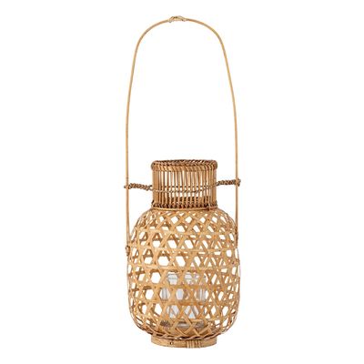 Outdoor table lamps - Lerka Lantern w/Glass, Nature, Bamboo  - CREATIVE COLLECTION