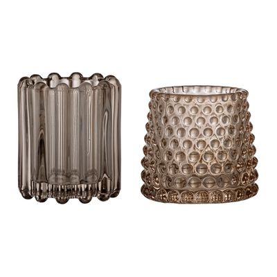 Bougeoirs et photophores - Rosslin Photophore, Marron, Verre Set of 2 - BLOOMINGVILLE MULTIBRAND HOUSE