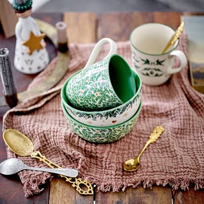 Mugs - Grazia Mug, Green, Stoneware Set of 2 - BLOOMINGVILLE MULTIBRAND HOUSE