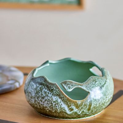 Bowls - Leonas Deco Bowl, Green, Stoneware  - BLOOMINGVILLE MULTIBRAND HOUSE