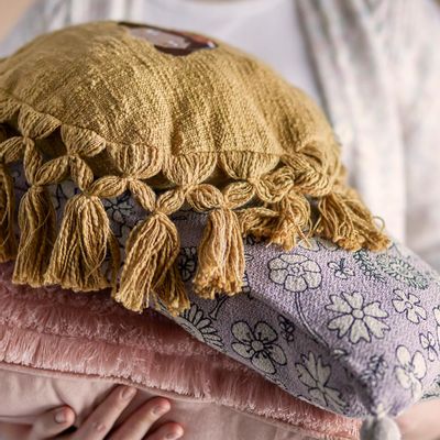 Cushions - Salli Cushion, Purple, Recycled Cotton  - BLOOMINGVILLE MINI