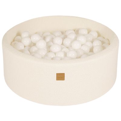 Toys - Ball Pit, Boucle, White, Round 90x30cm, 200 Balls - MEOWBABY