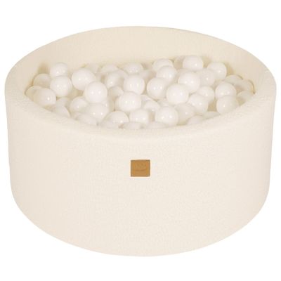 Toys - Ball Pit, Boucle, White, Round 90x40cm, 300 Balls - MEOWBABY