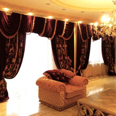 Curtains and window coverings - Silk taffeta curtains with velvet lambrequins - VLADA DIZIK KOSHKIN DOM