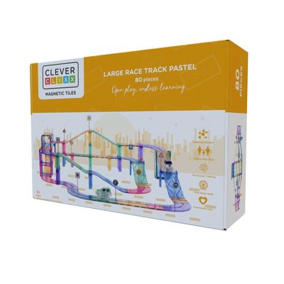 Toys - Large Race Track Pastel | 80 Pieces - CLEVERCLIXX BV