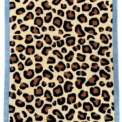 Design carpets - Blue Leopard Tufted Wool Rug - COLORTHERAPIS