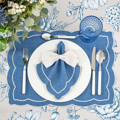 Linge de table textile - Nappe de table Blossom Blue - 130 cm x 230 cm - ROSEBERRY HOME