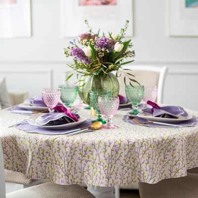 Linge de table textile - Nappe de table Purple Willow ronde ⌀ 210 cm - ROSEBERRY HOME