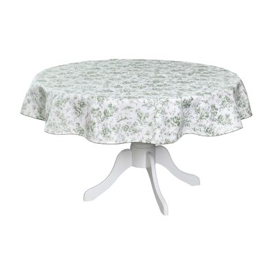 Table cloths - Tablecloth Toile de Jouy Green round -   ⌀ 210 cm - ROSEBERRY HOME