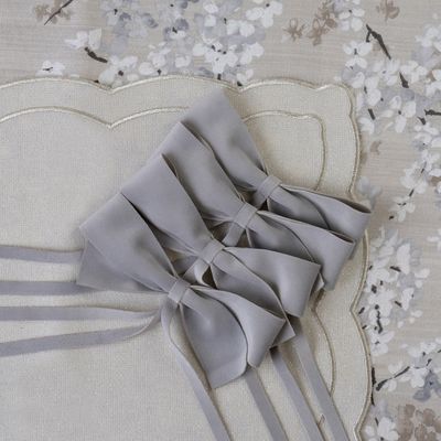 Linge de table textile - Arcs de velours Gray Bows - 4 pièces - ROSEBERRY HOME
