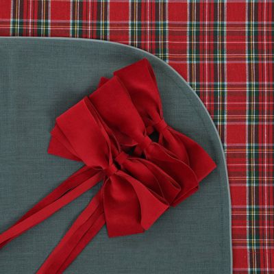 Table linen - Velvet bows Red Bows - 4 pieces - ROSEBERRY HOME