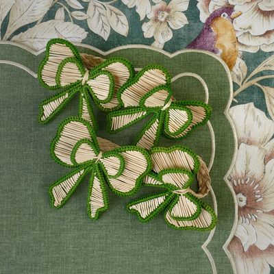 Linge de table textile - Ronds de serviette Green Bows - 6 pièces - ROSEBERRY HOME