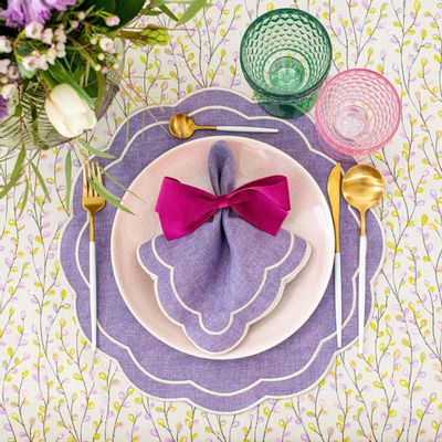 Table linen - Velvet bows Fuchsia Bows - 6 pieces - ROSEBERRY HOME