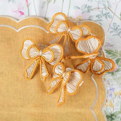 Table linen - Napkin rings Yellow Bows - 6 pieces - ROSEBERRY HOME