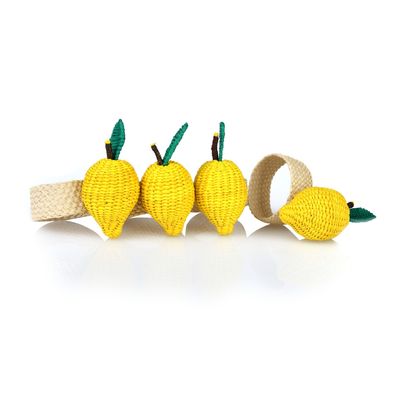 Linge de table textile - Ronds de serviette Lemon Rings - 4 pièces - ROSEBERRY HOME