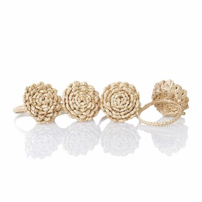 Table linen - Napkin rings Beige Flower Rings - 4 pieces - ROSEBERRY HOME
