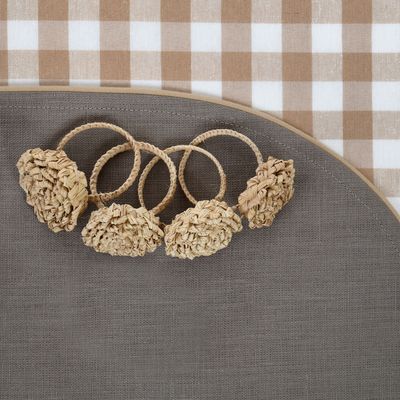 Linge de table textile - Ronds de serviette Beige Flower Rings - 4 pièces - ROSEBERRY HOME