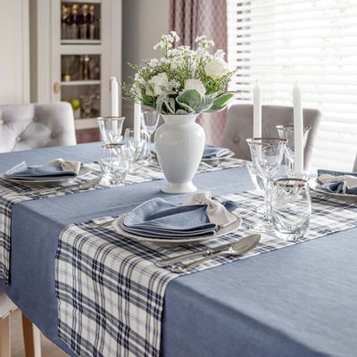 Linge de table textile - La tapis de table Blue Plaid - 40 cm x 140 cm - ROSEBERRY HOME