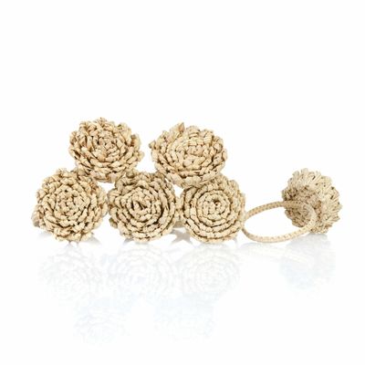Table linen - Napkin rings Beige Flower Rings - 6 pieces - ROSEBERRY HOME