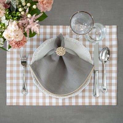 Table linen - Napkin rings Beige Flower Rings - 6 pieces - ROSEBERRY HOME