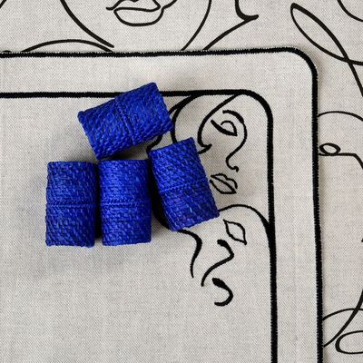 Linge de table textile - Ronds de serviette Blue Rings - 6 pièces - ROSEBERRY HOME