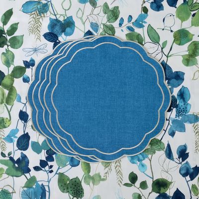 Linge de table textile - Brodé Sets de table Blue Petali - 4 pièces - ROSEBERRY HOME