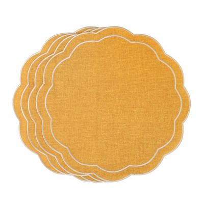 Table linen - Embroidered Placemats Yellow Petali - 4 pieces - ROSEBERRY HOME
