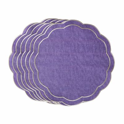 Table linen - Embroidered Placemats Yellow Petali - 6 pieces - ROSEBERRY HOME