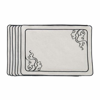 Linge de table textile - Brodé Sets de table Venus - 6 pièces - ROSEBERRY HOME
