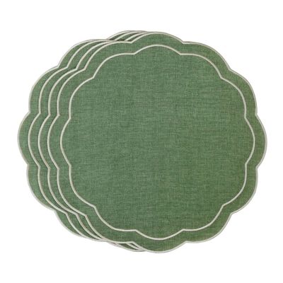Sets de table - Brodé Sets de table Green Petali - 4 pièces - ROSEBERRY HOME